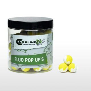 Carpline24 - Two Tone Fluo Pop Ups - Weiß / Gelb 16 mm Bloodworm