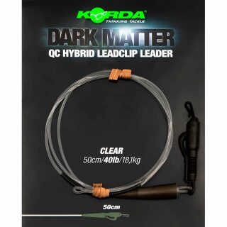 Korda Dark Matter Leader QC Hybrid Clip Clear 40lb - 50cm